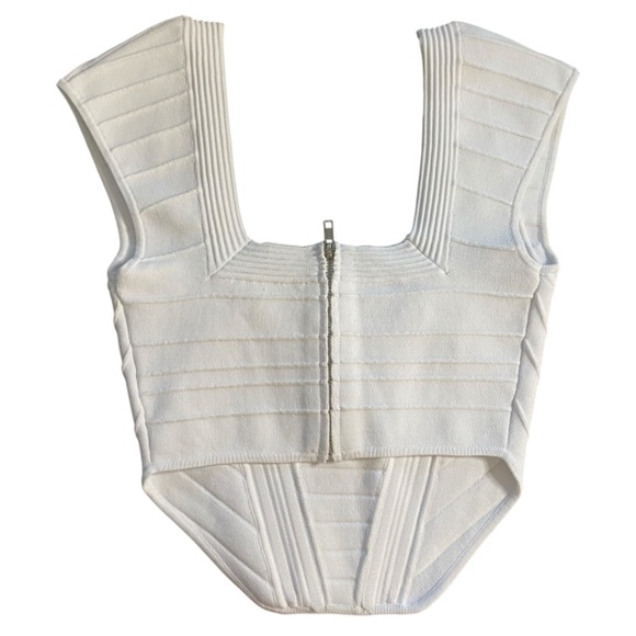 Retrofete Mckenna Crop Top in White Square Neck Stretch Glam Fairy Size XS - Picture 2 of 10